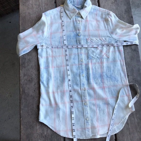 Aeropostale Bleached Plaid Chambray Button Shirt - Picture 5 of 5